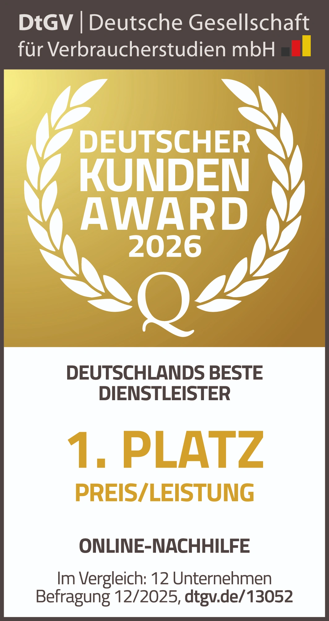 DEUTSCHER KUNDEN AWARD 2024/25: 1.PLATZ PREIS LEISTUNG